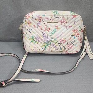 Aldo Andressera Crossbody Bag Cream Floral Chevron Quilted Tassel Womens NEW